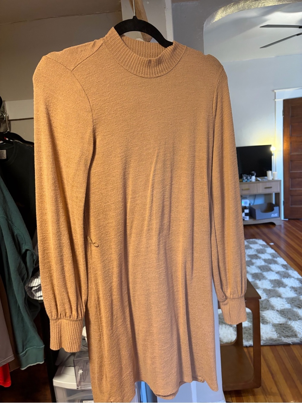 Abercrombie & Fitch Tan Sweater Dress w/ Tie- Size Small - Picture 9 of 10